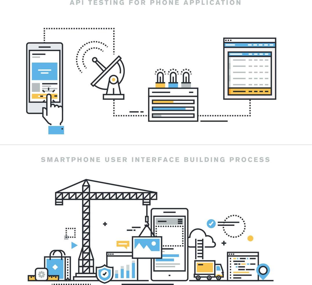 Smartphone interface building process vector