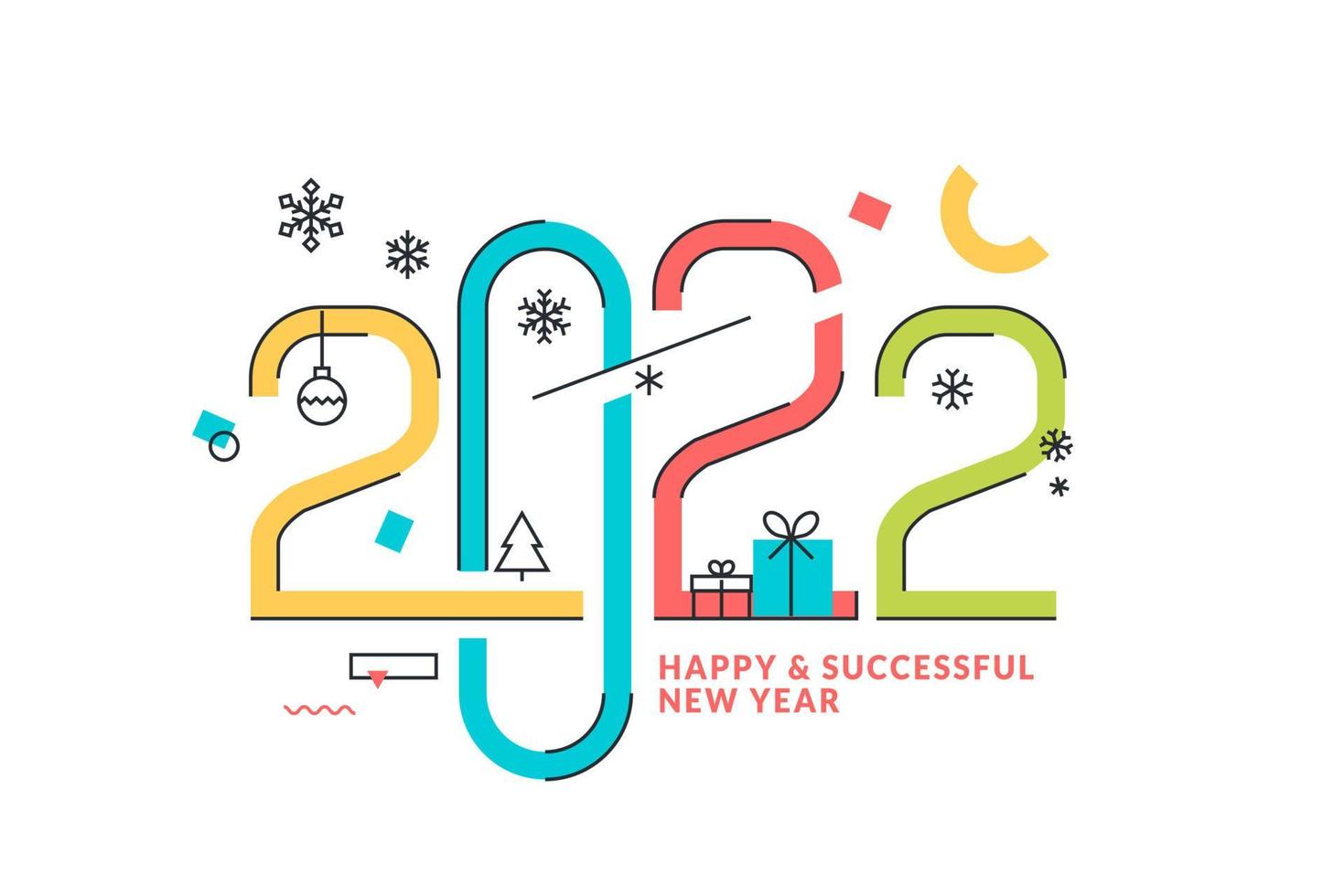 Happy New Year 2022 greeting card vector