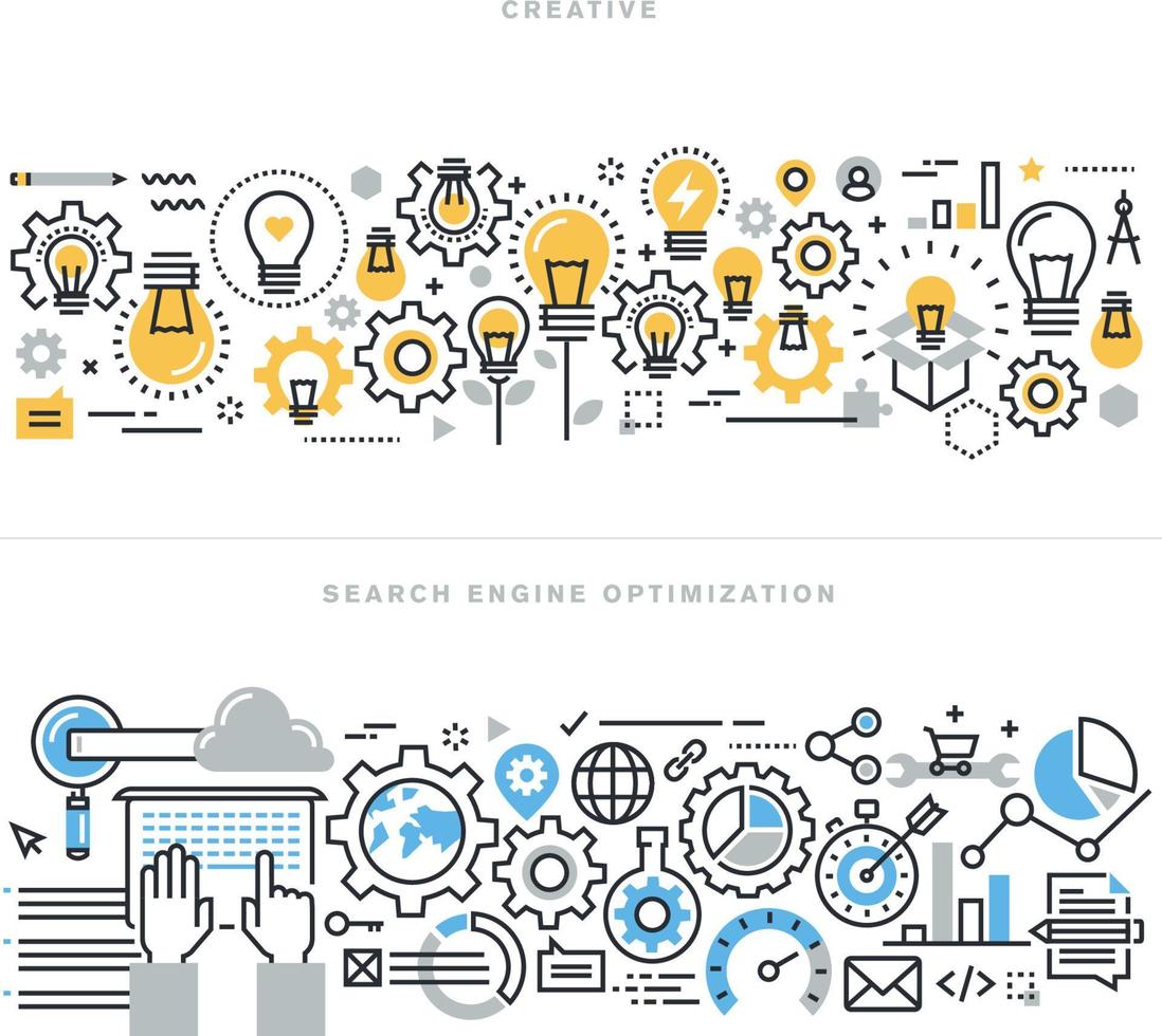 SEO and creative process workflow vector