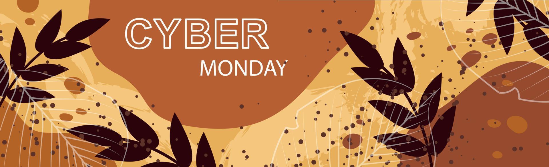 Cyber Monday grandes descuentos de otoño, banner de anuncios web - vector