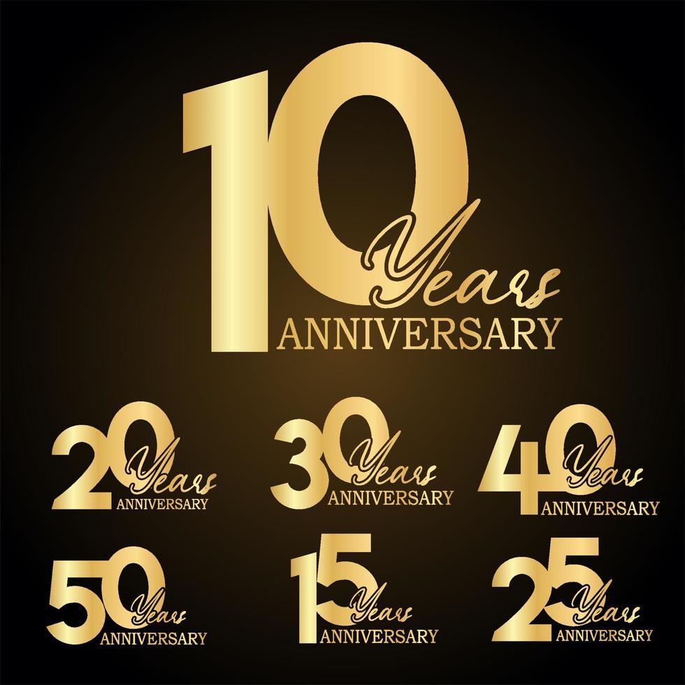 A collection of various anniversary labels design vector