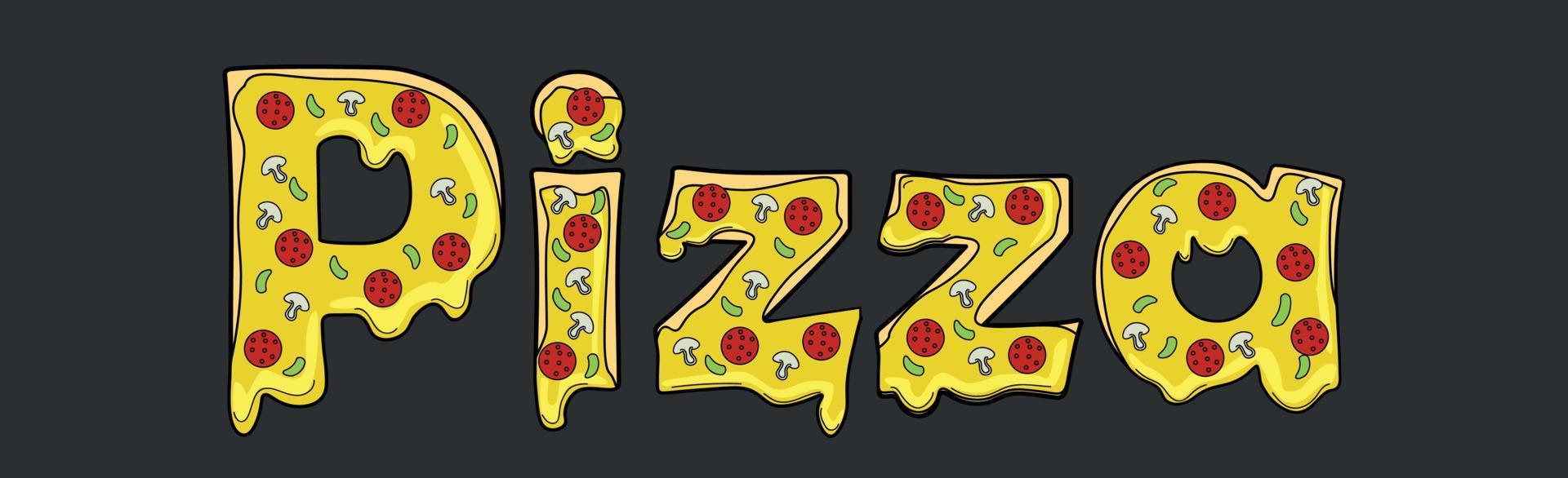 pizza de palabra estilizada como un logotipo elegante - vector