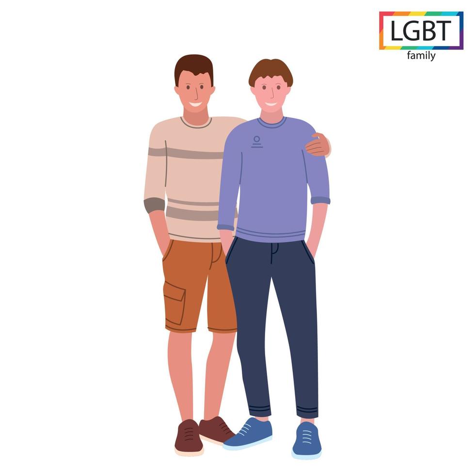 LGBT family two men friendly hugging - Vector