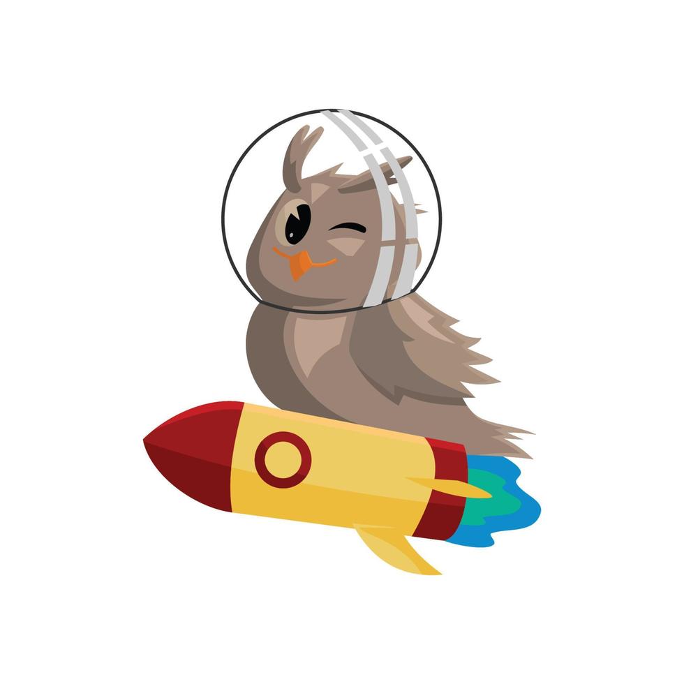 Astronaut owls. cartoon vector characters