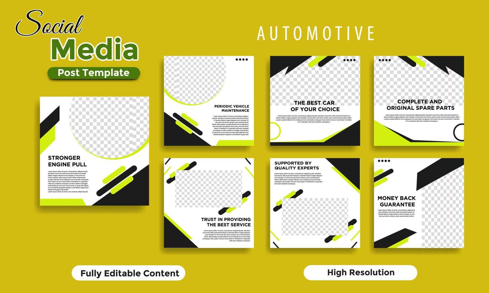 automotive workshop social media post template design vector