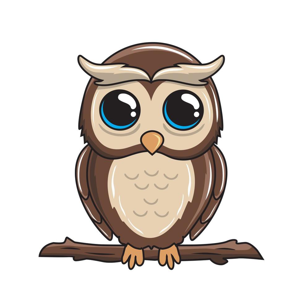 Owl Cartoon Isolated Cute Illustration vector