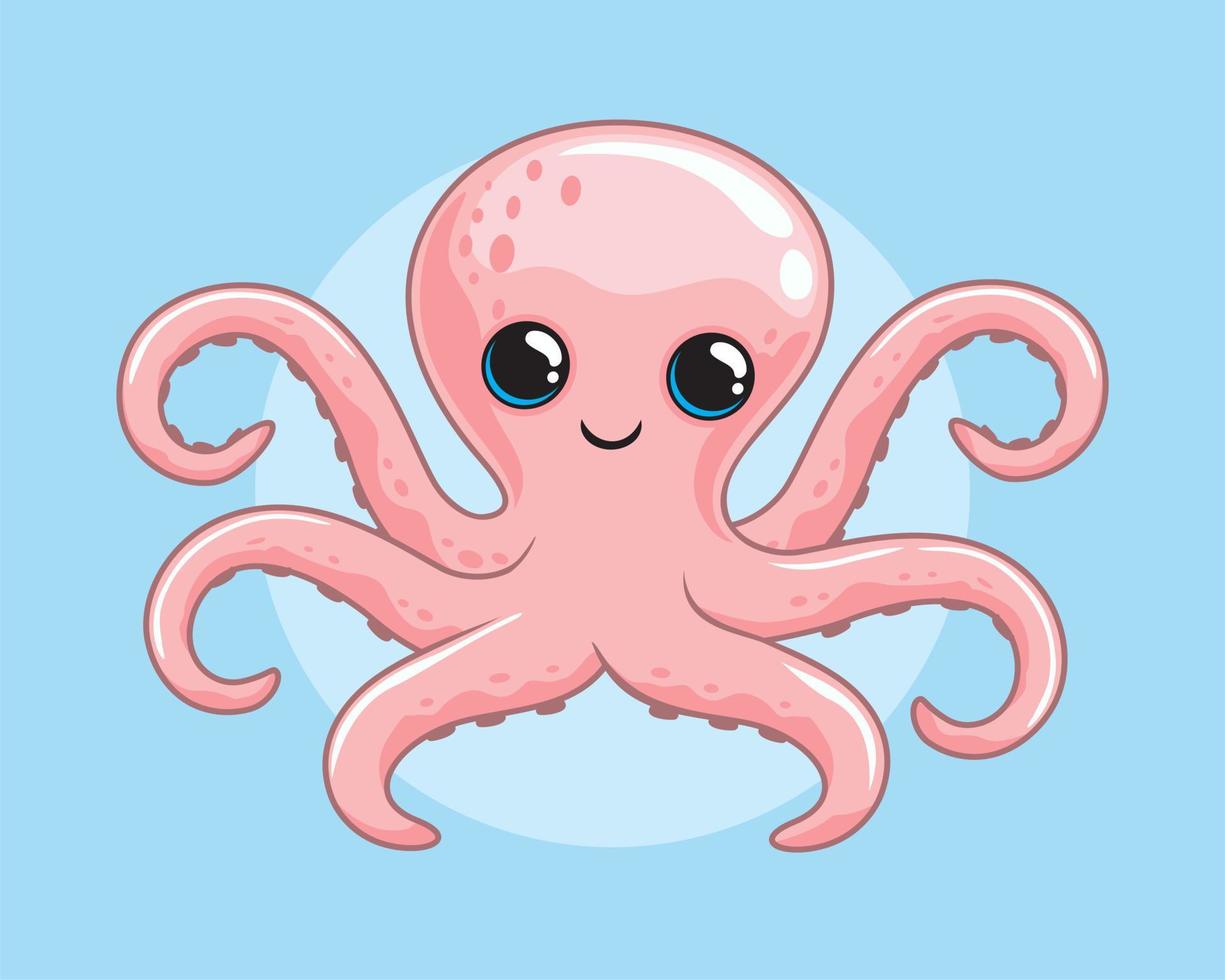 Cute Octopus Cartoon Illustrations Animals vector