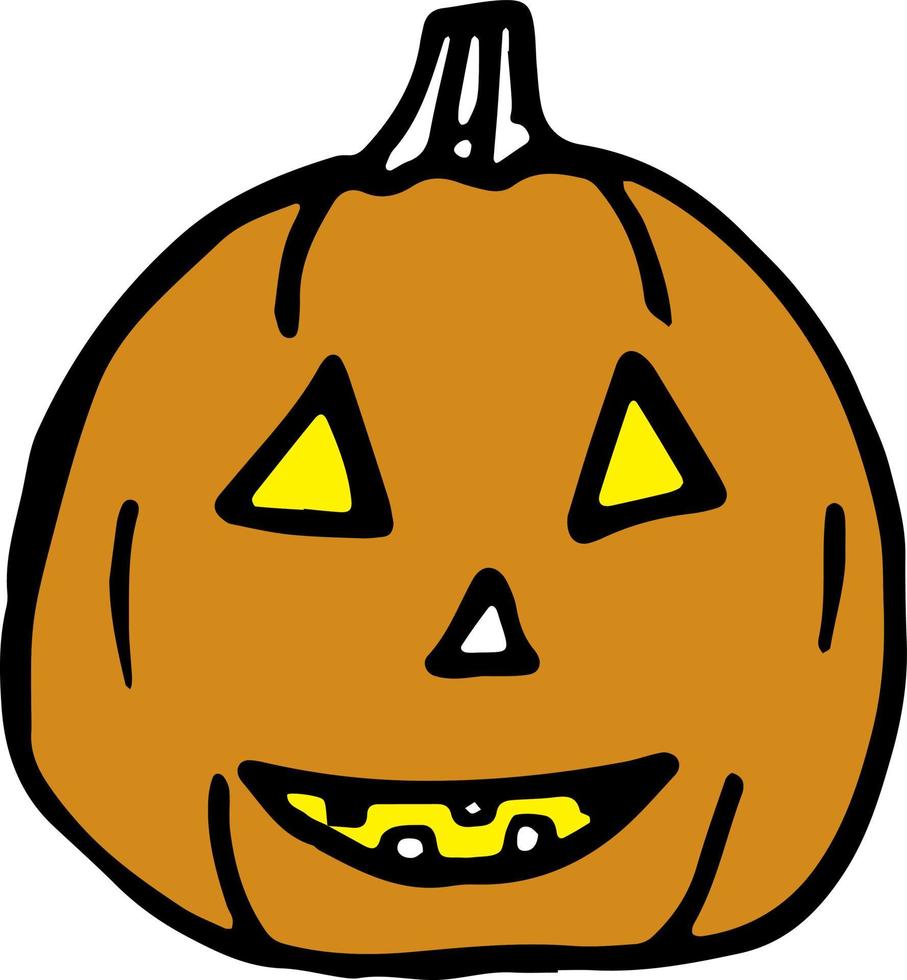 Orange pumpkin for Halloween. Vector pumpkin in Doodle style, graphics