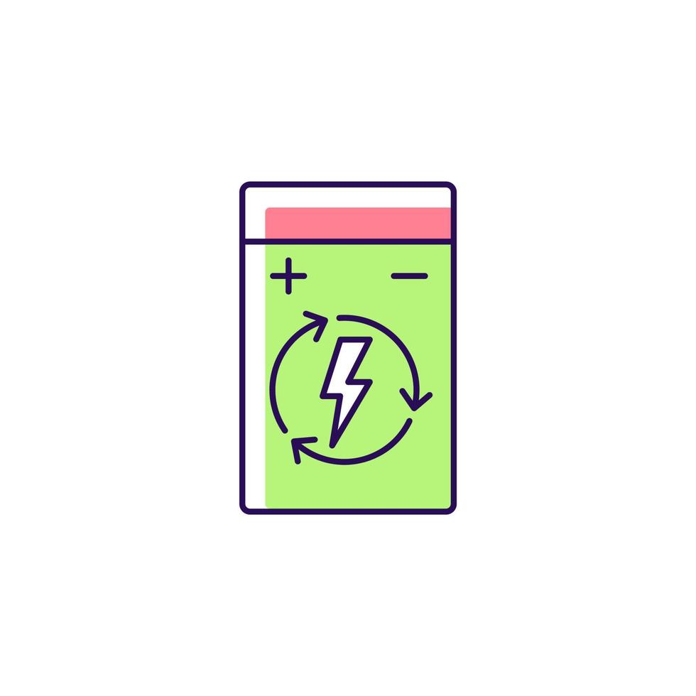 batería recargable de polímero de litio rgb color icono de etiqueta manual vector