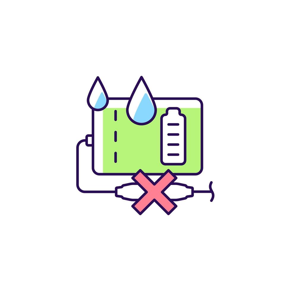 Unplug power bank if wet RGB color manual label icon vector