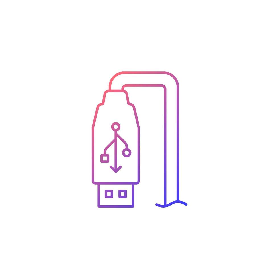 USB output gradient linear vector manual label icon