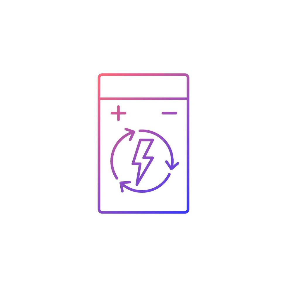 Rechargeable lithium polymer battery gradient linear vector manual label icon