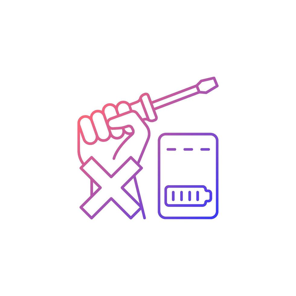 Dont repair power bank by yourself gradient linear vector manual label icon