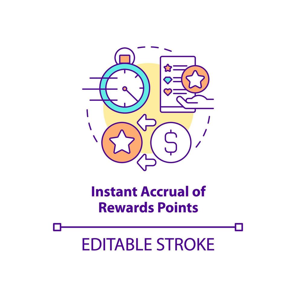Acumulación instantánea de puntos de recompensa concepto icono vector
