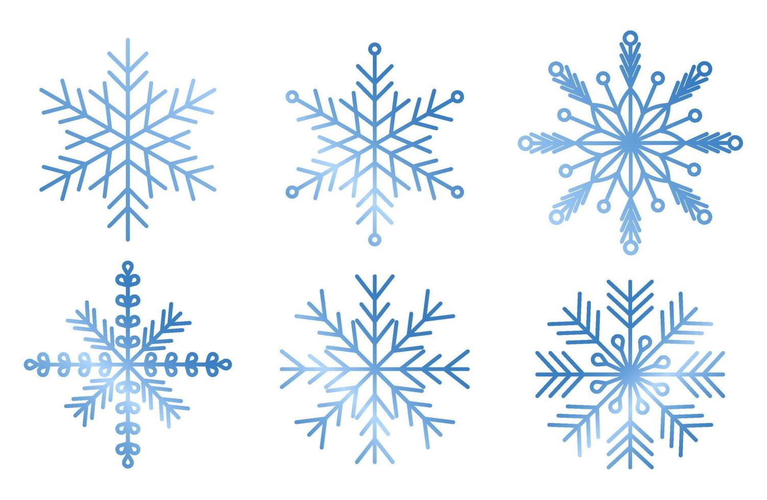 conjunto de copos de nieve degradados para el diseño de invierno. ilustración vectorial vector