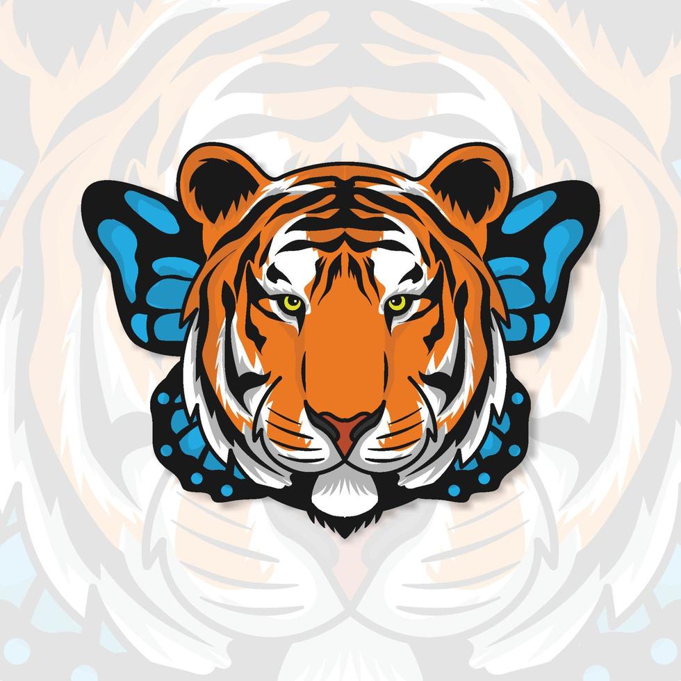 Tiger with beautiful butterfly wings vector