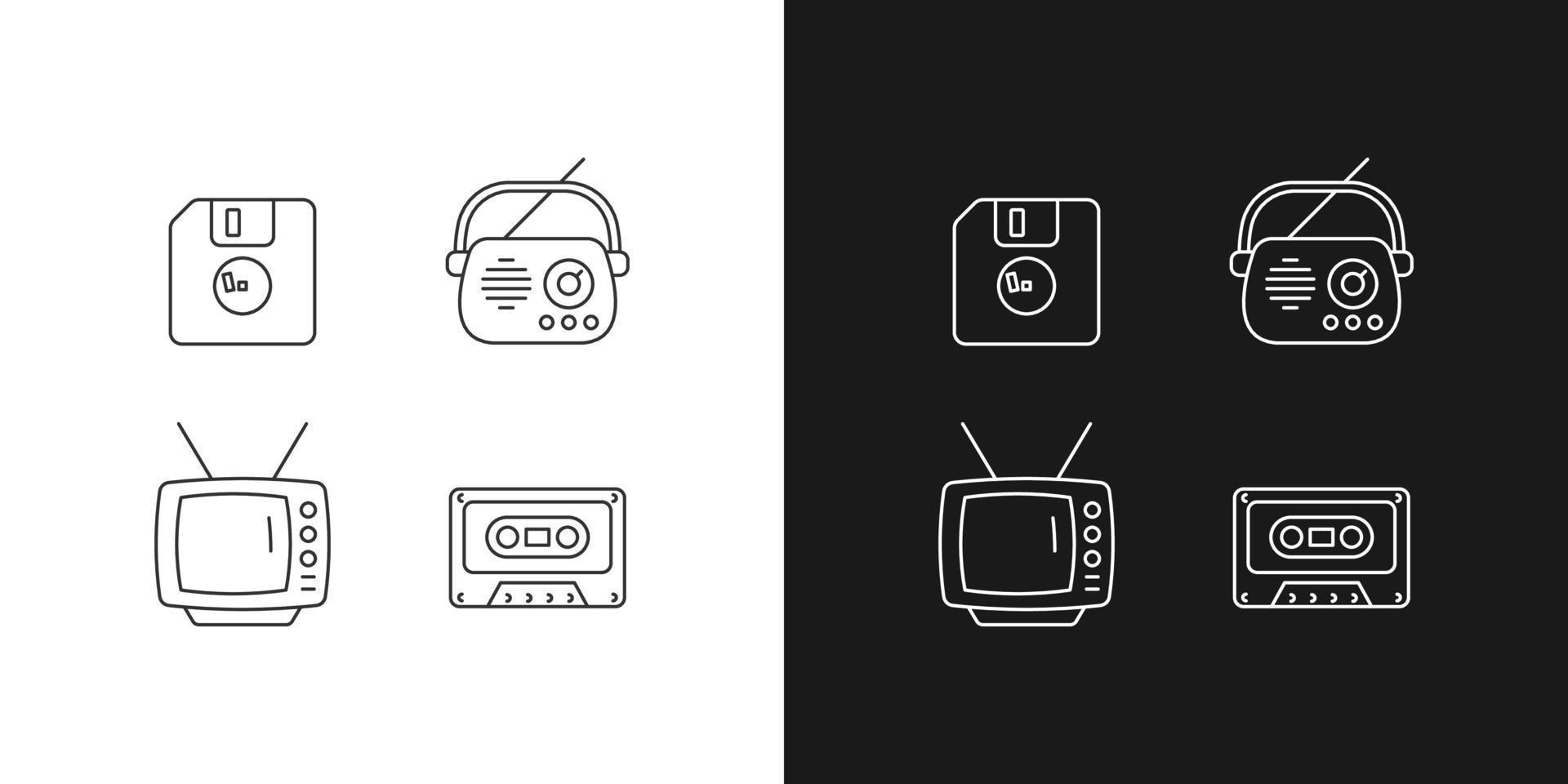 Collectible vintage stuff linear icons set for dark and light mode vector