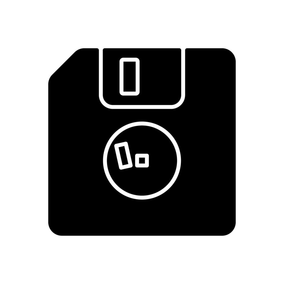 disquete icono de glifo negro vector