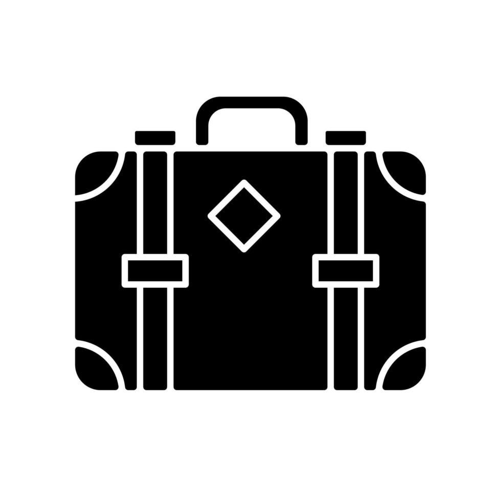 Old-fashioned style suitcase black glyph icon vector