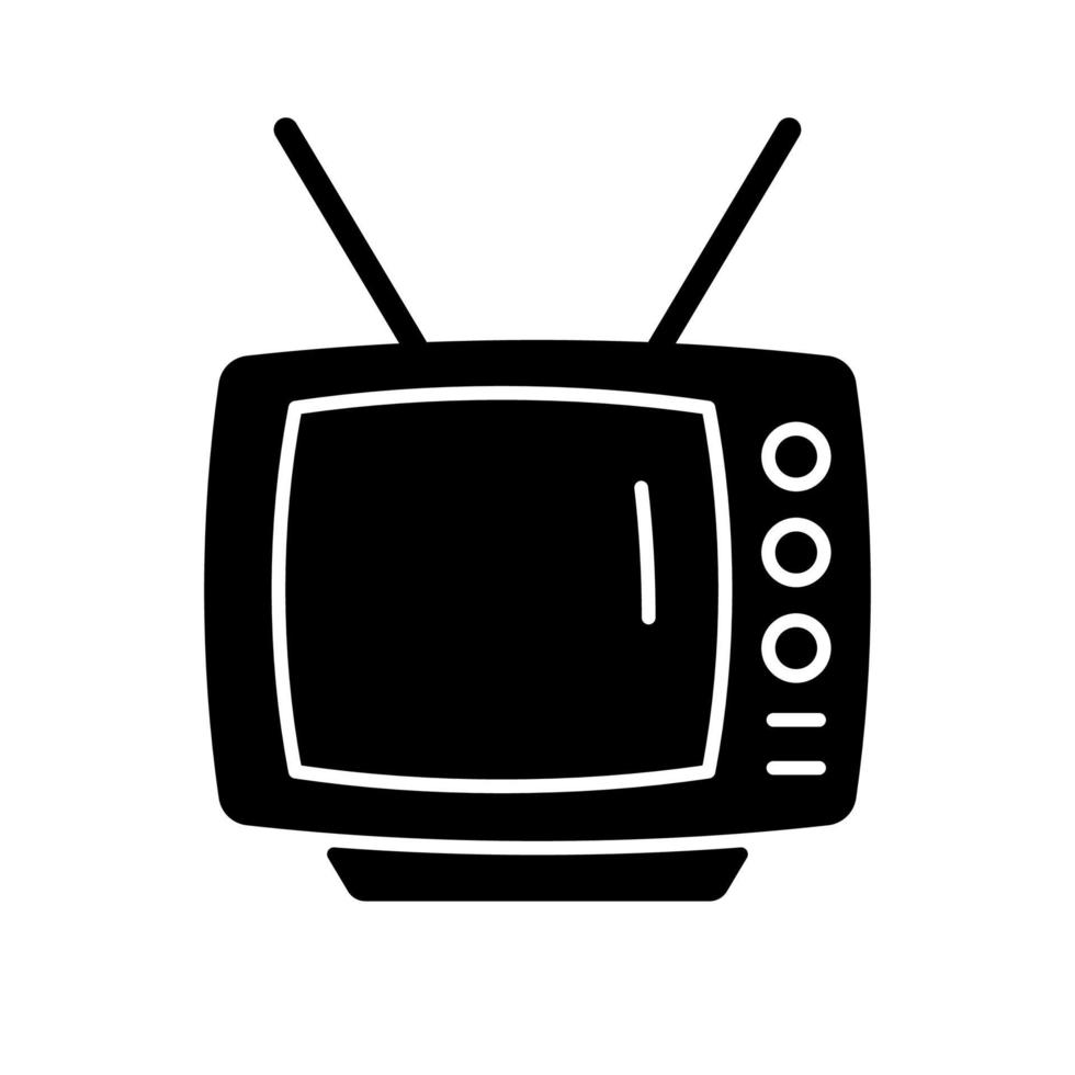 Old-style television black glyph icon vector