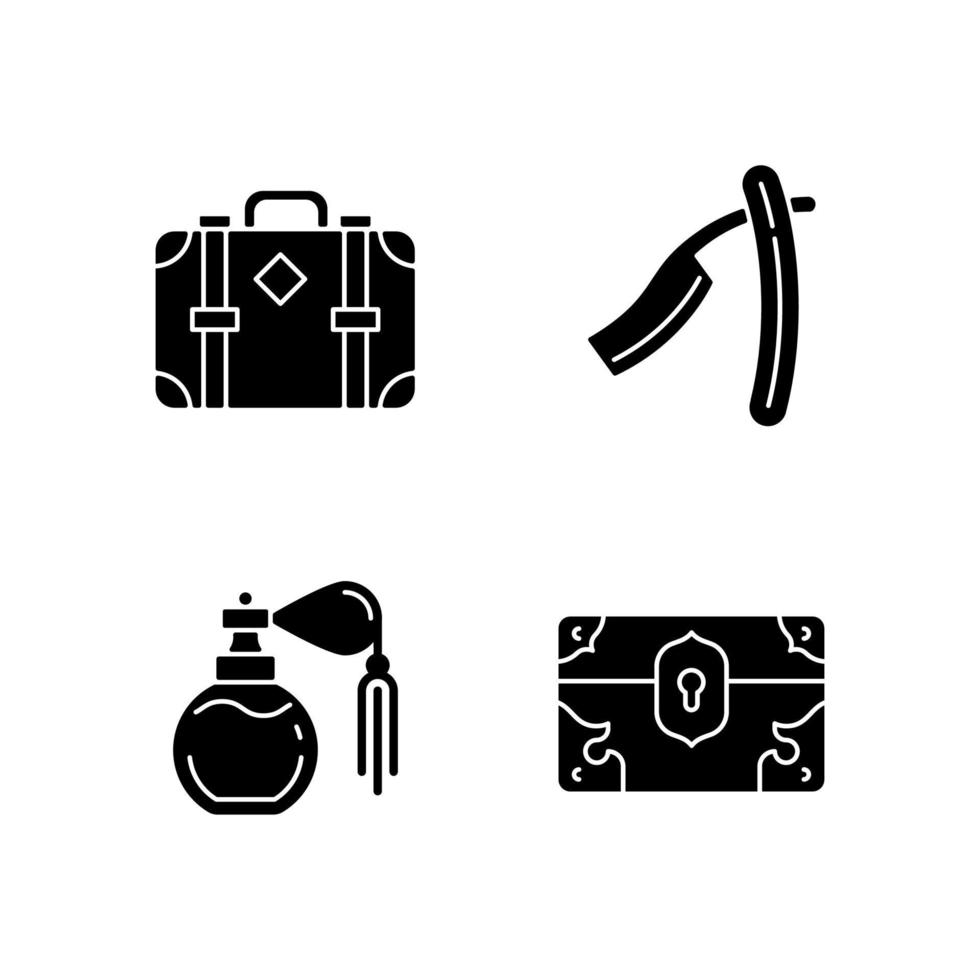 Vintage collection black glyph icons set on white space vector