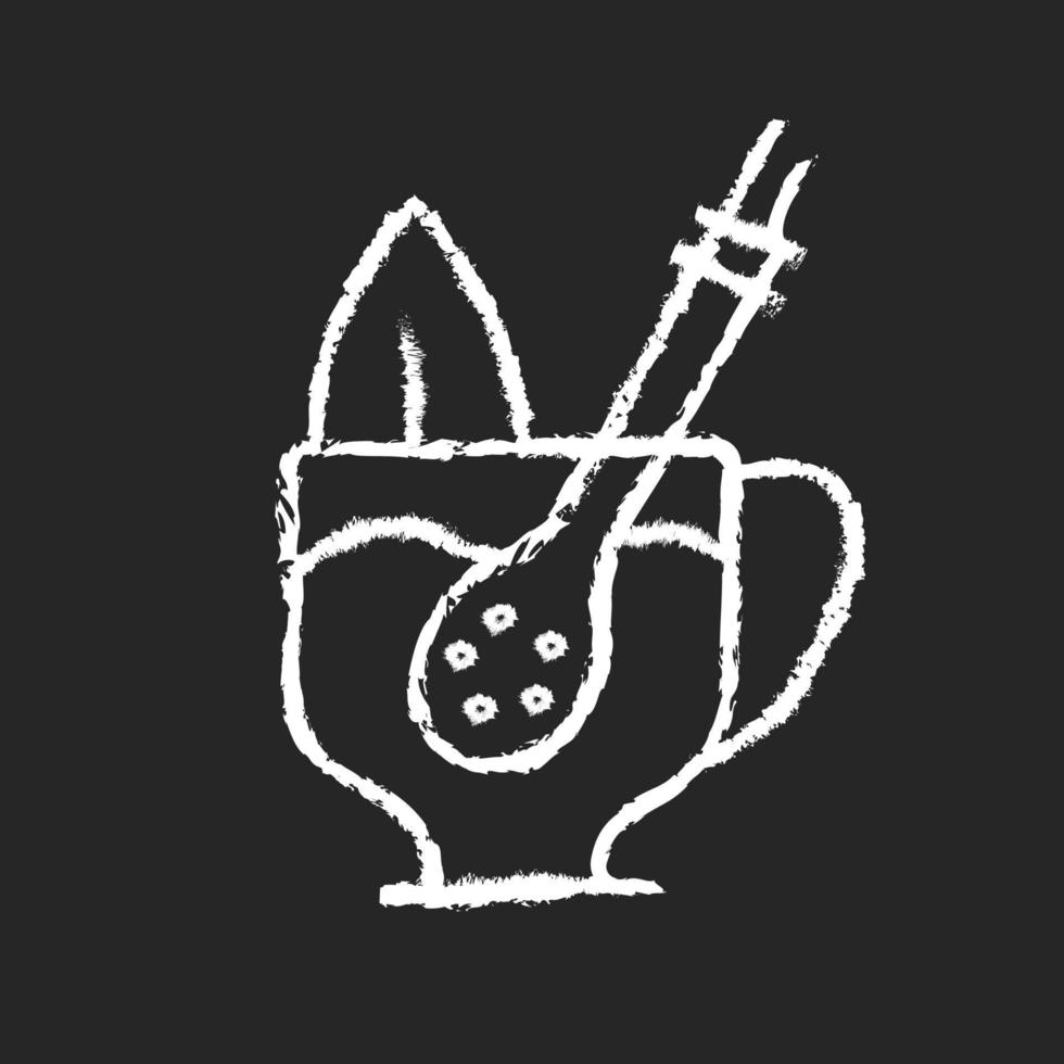 Mate straw chalk white icon on dark background vector