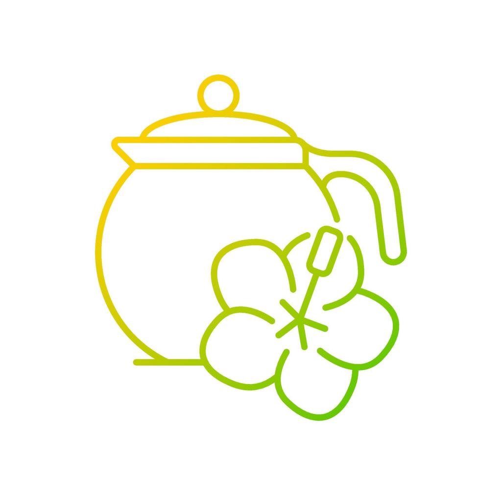 icono de vector lineal degradado de té de hibisco