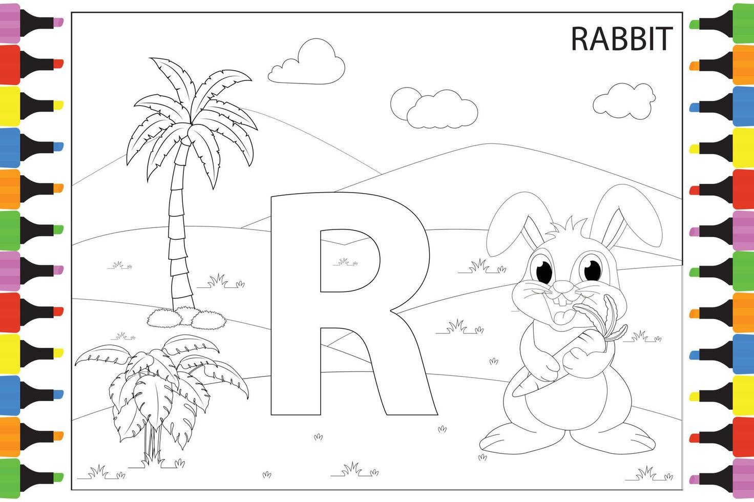 coloring Rabbit animal cartoon for kids vector