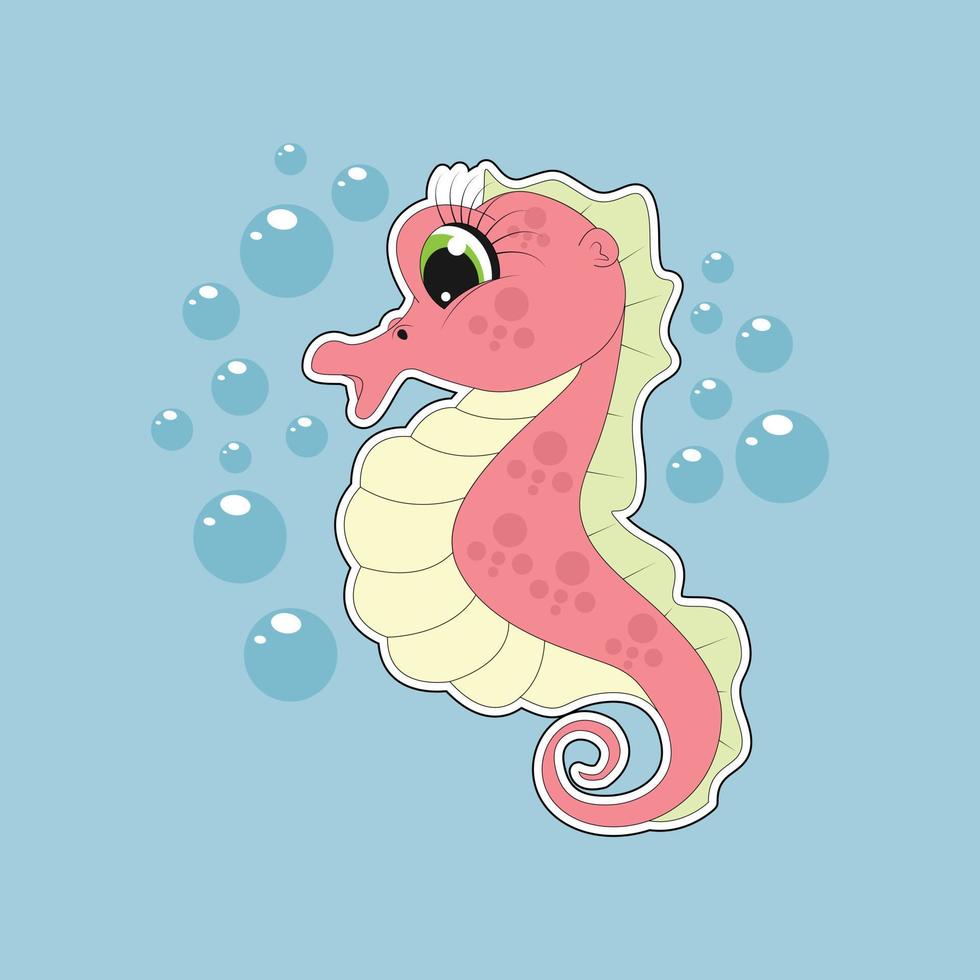 cute sea horse cartoon vector