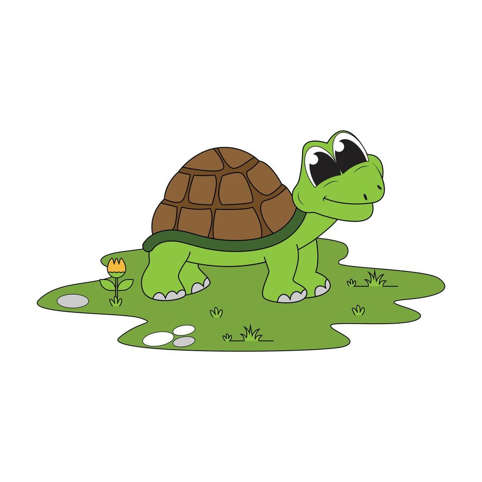 lindo, tortuga, animal, caricatura vector