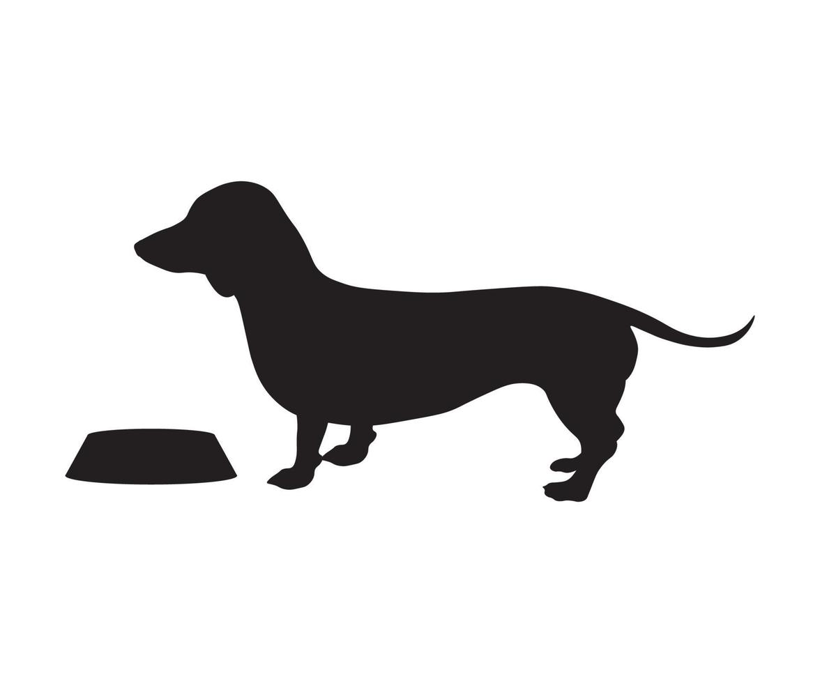 silhouette of a dachshund with a bowl vector