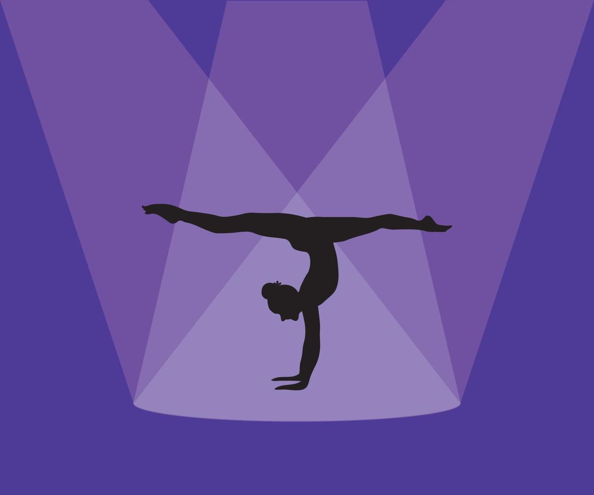 silhouette of a gymnast who does physical exercises vector