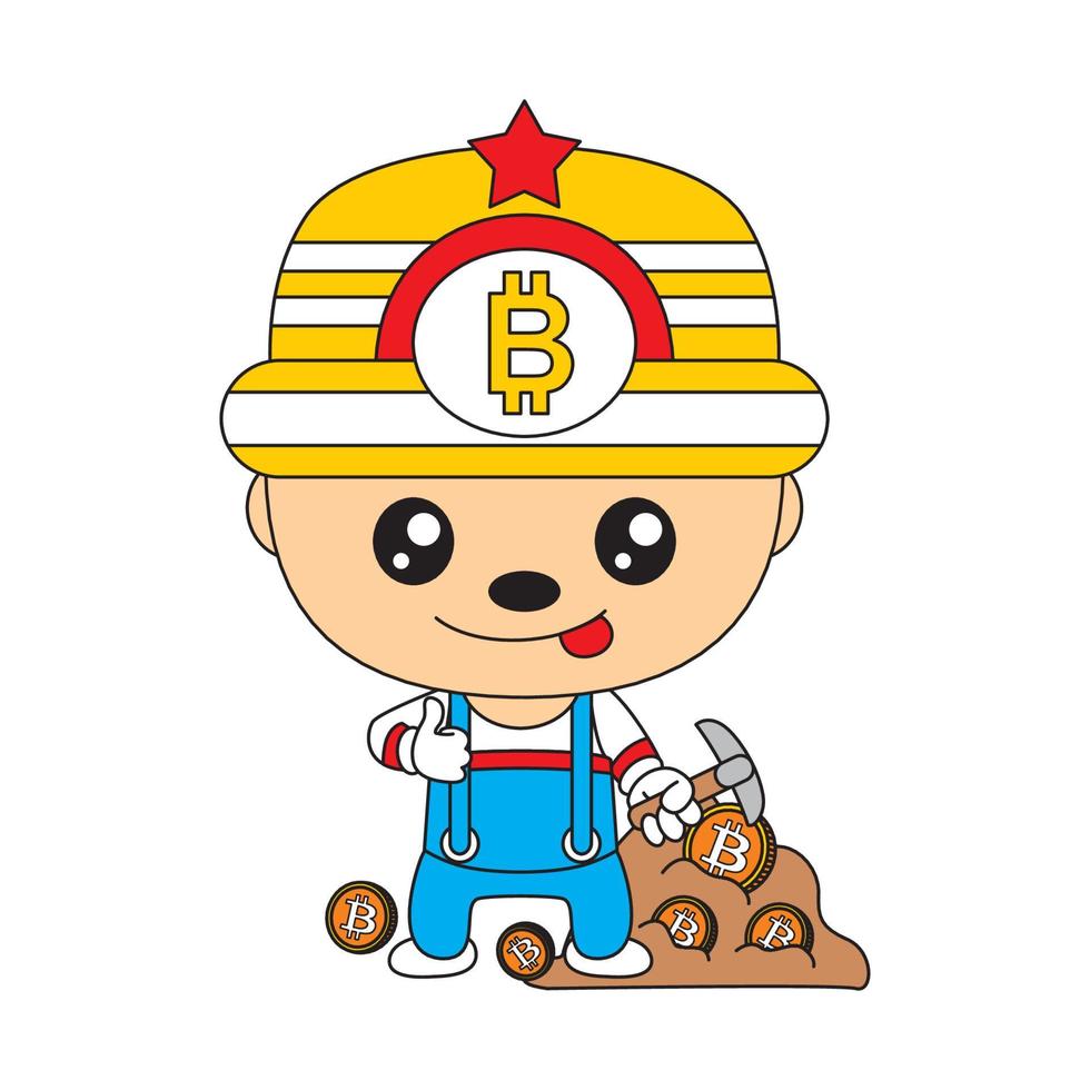 bitcoin cartoon with cute face expression vector illustration