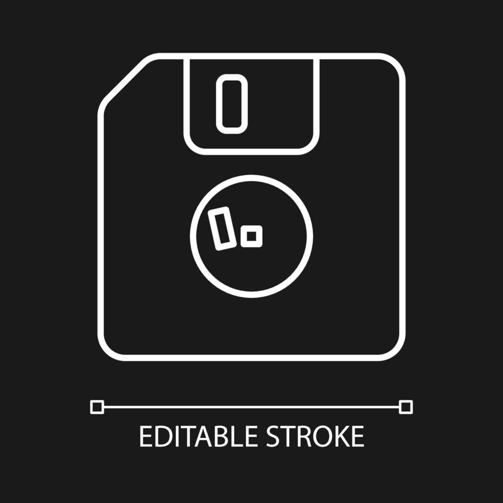 Diskette white linear icon for dark theme vector