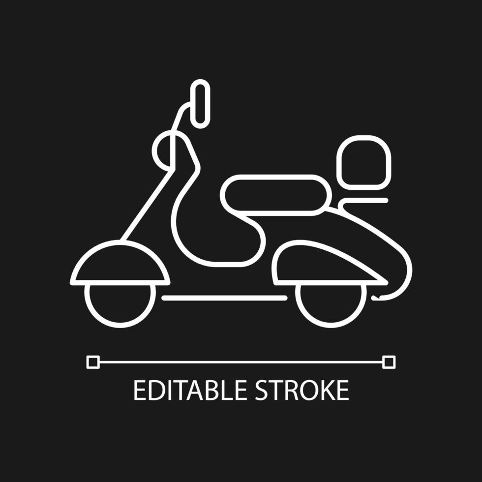 Vintage moped white linear icon for dark theme vector