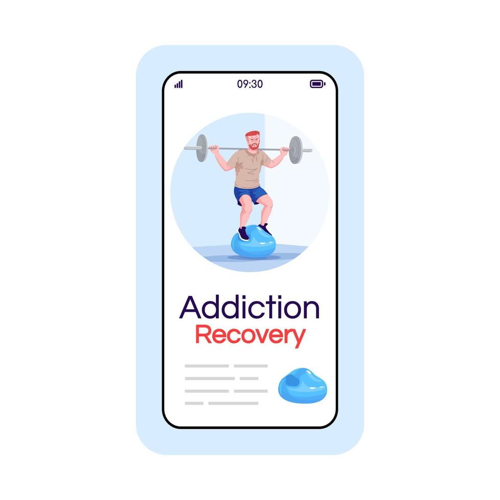 Workout addiction social media post smartphone app screen vector