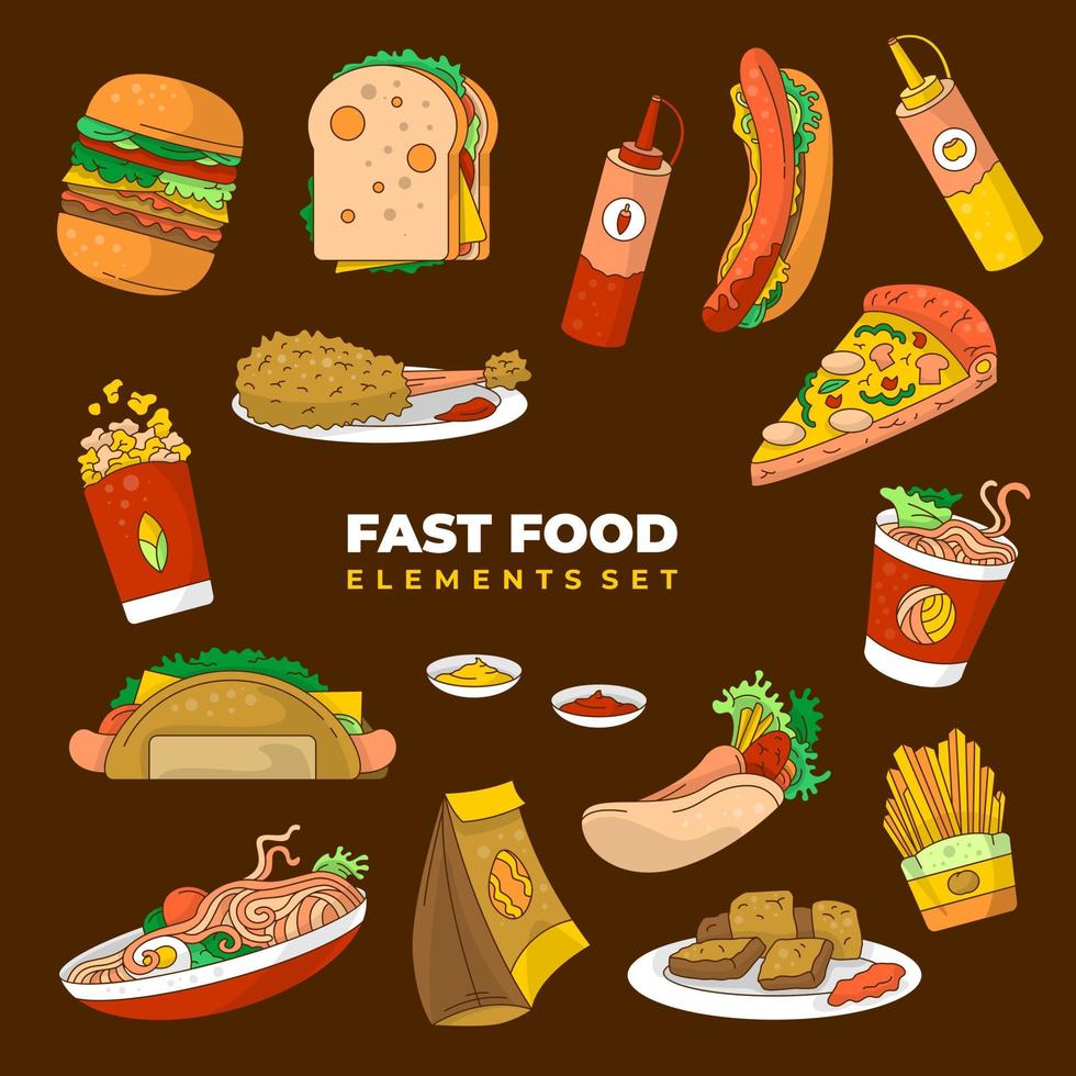 fast food elements vector background