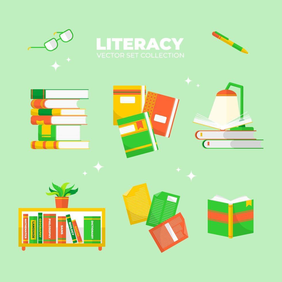 literacy day vector collection bundle. can be used for banners, posters, backgrounds, greeting cards, or social media needs