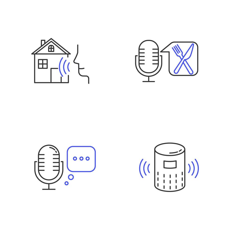 Remote control system linear icons set vector