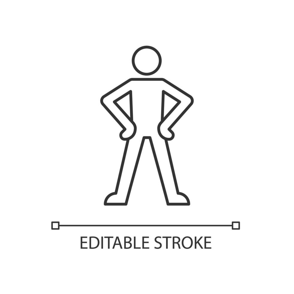 Confidence body language linear icon vector