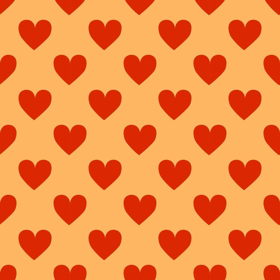pattern with red hearts on orange background vector