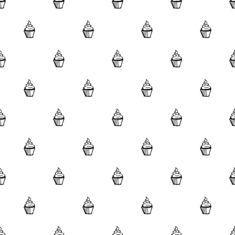 seamless cakes  pattern. Doodle vector with cakes icons