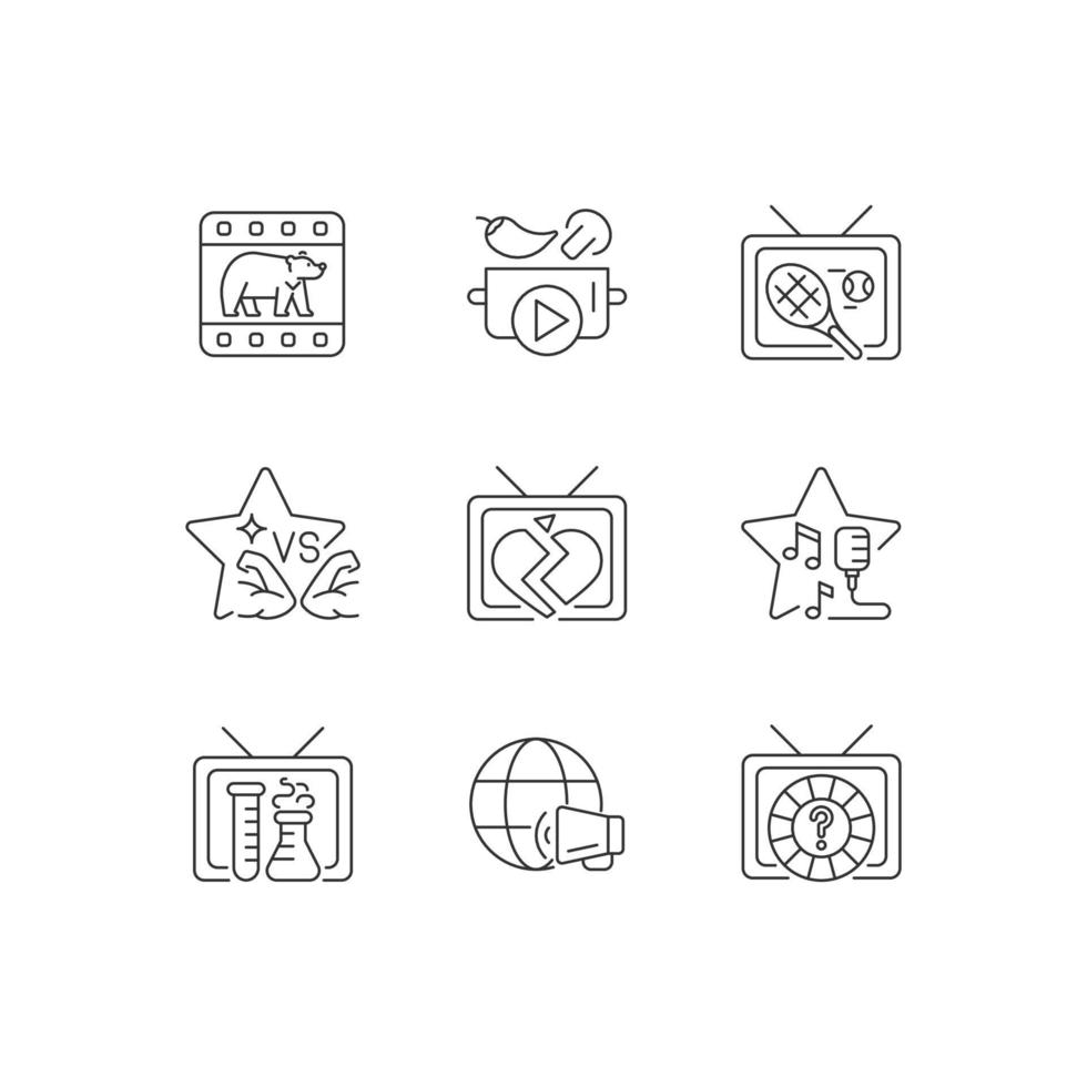 TV linear icons set vector