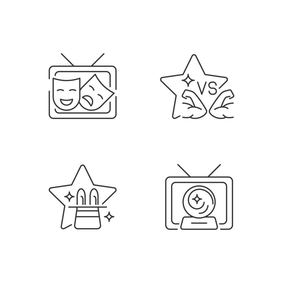 TV shows genres linear icons set vector