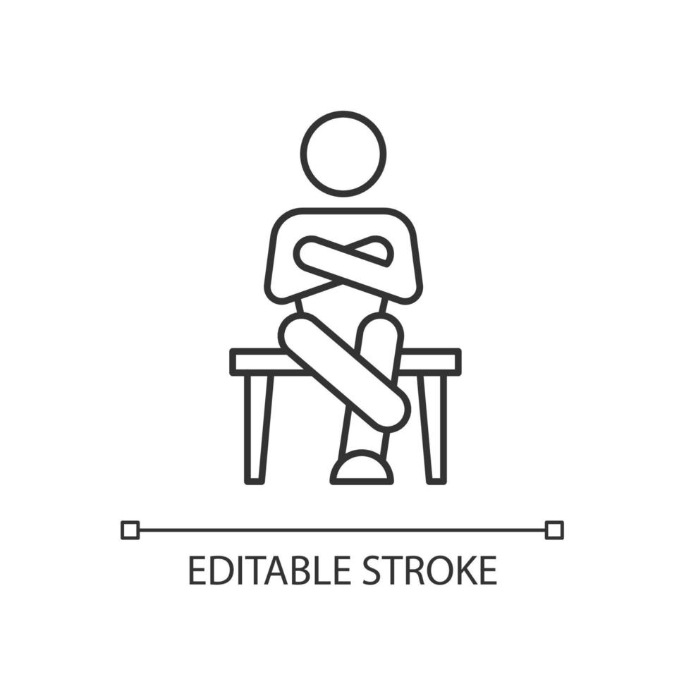 Closed body language linear icon vector