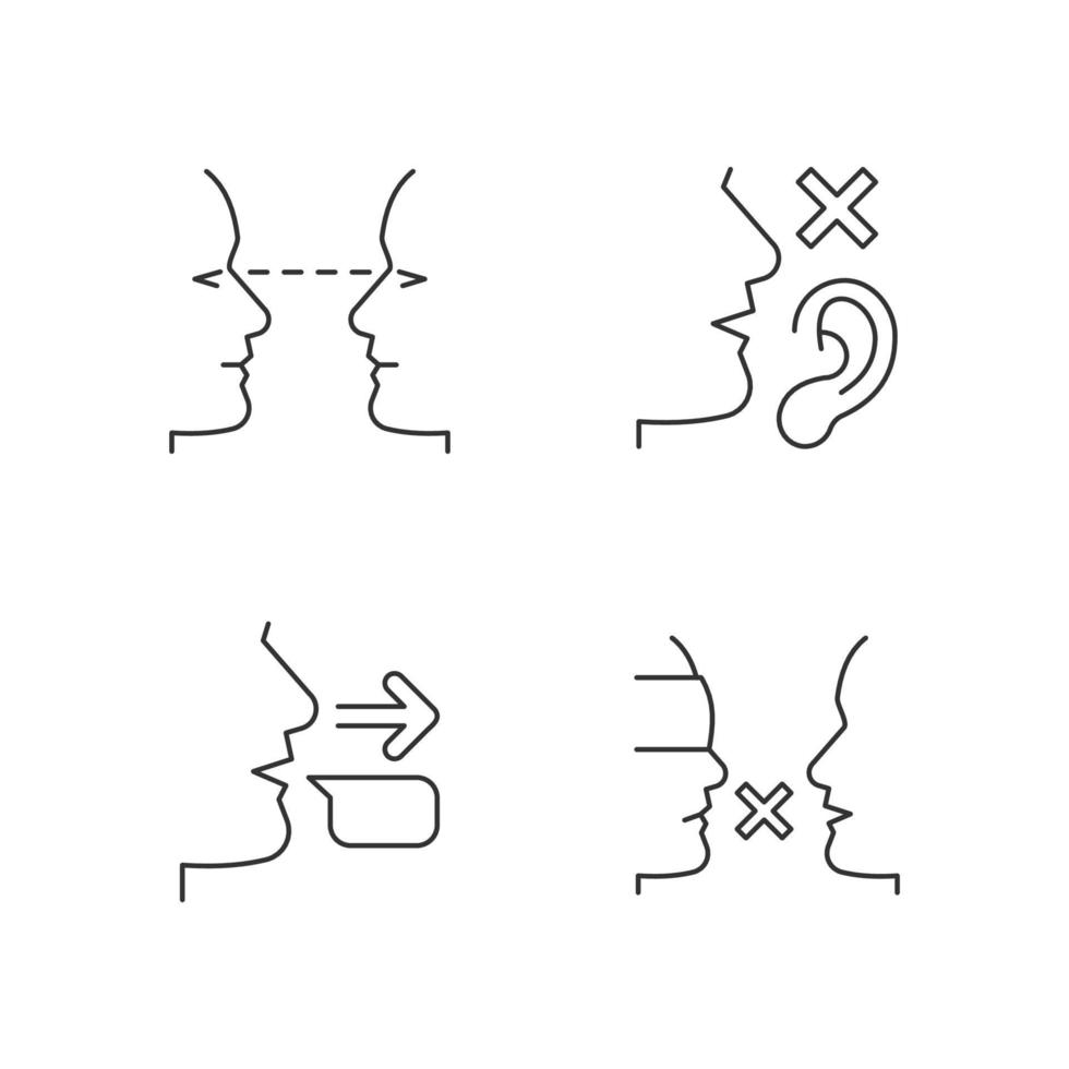 Improve everyday communication linear icons set vector