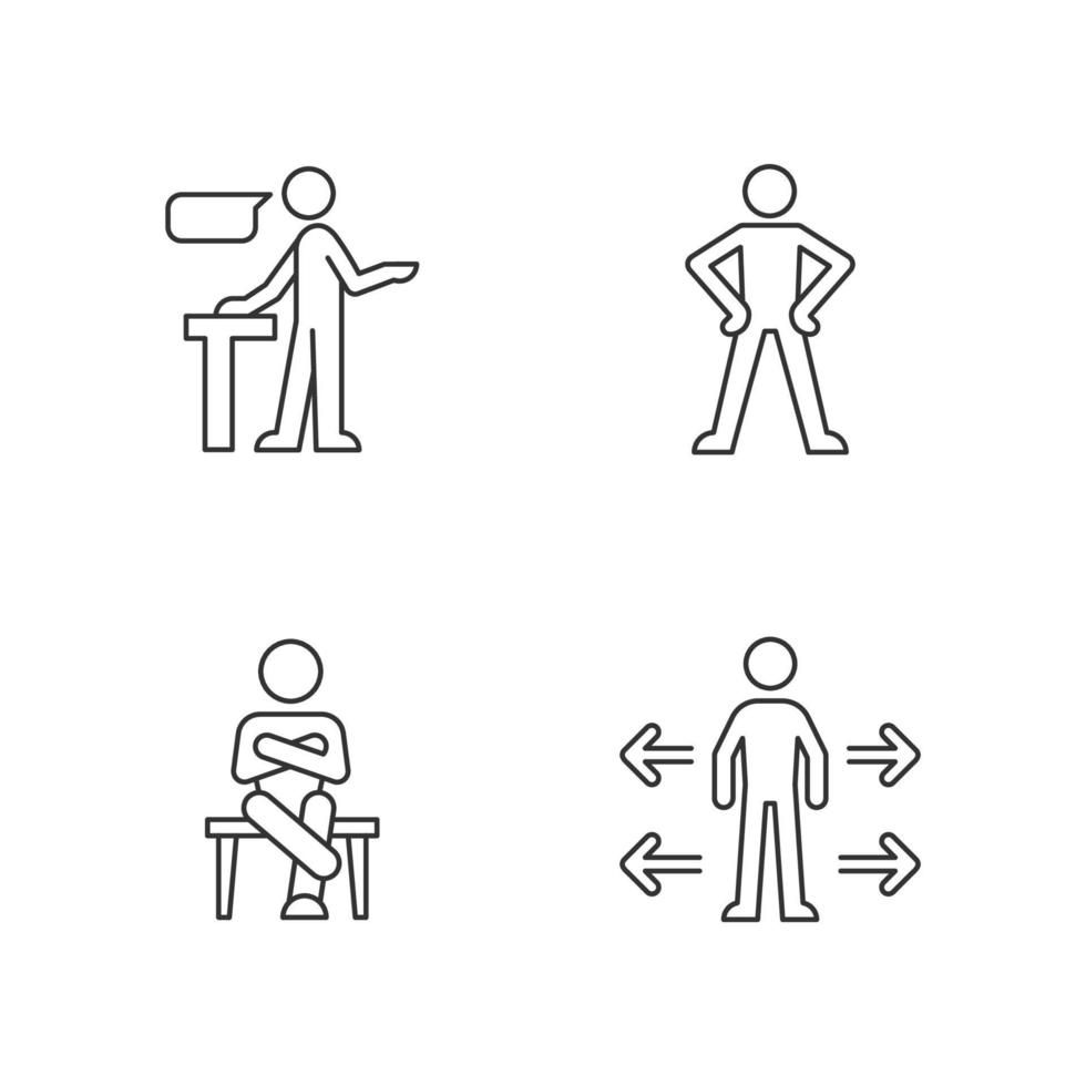 Communication skills linear icons set vector