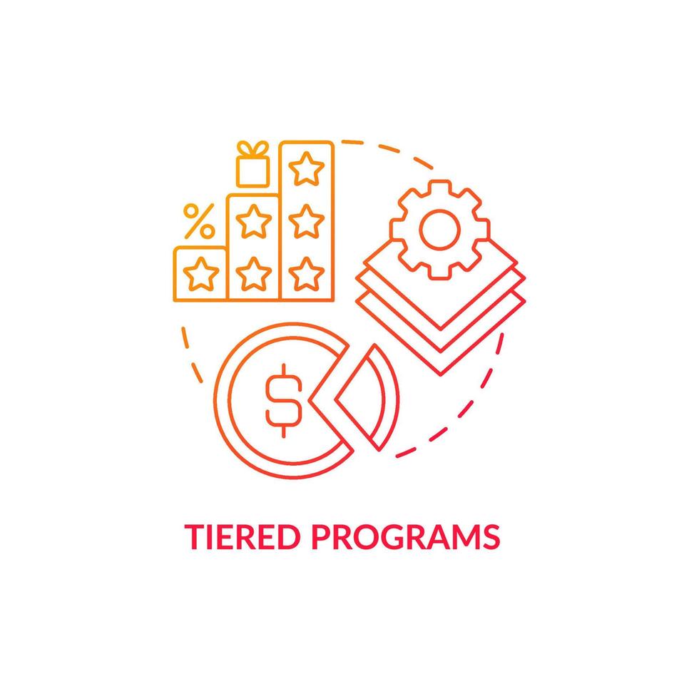 Tiered programs red gradient concept icon vector