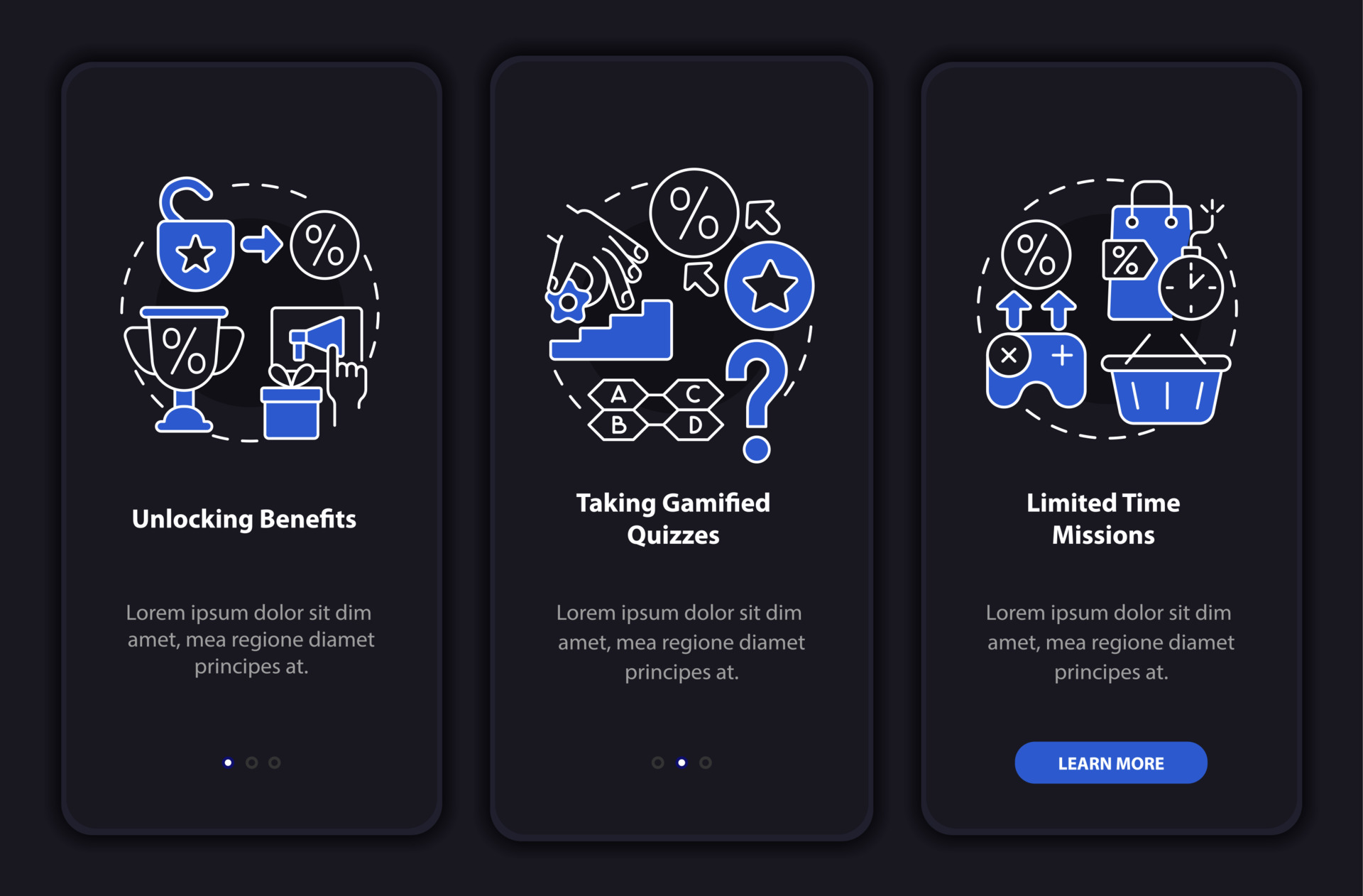 Gamified Loyalty Programs Examples Dark Onboarding Mobile App Page Gamified Loyalty Programs Examples Dark Onboarding Mobile App Page