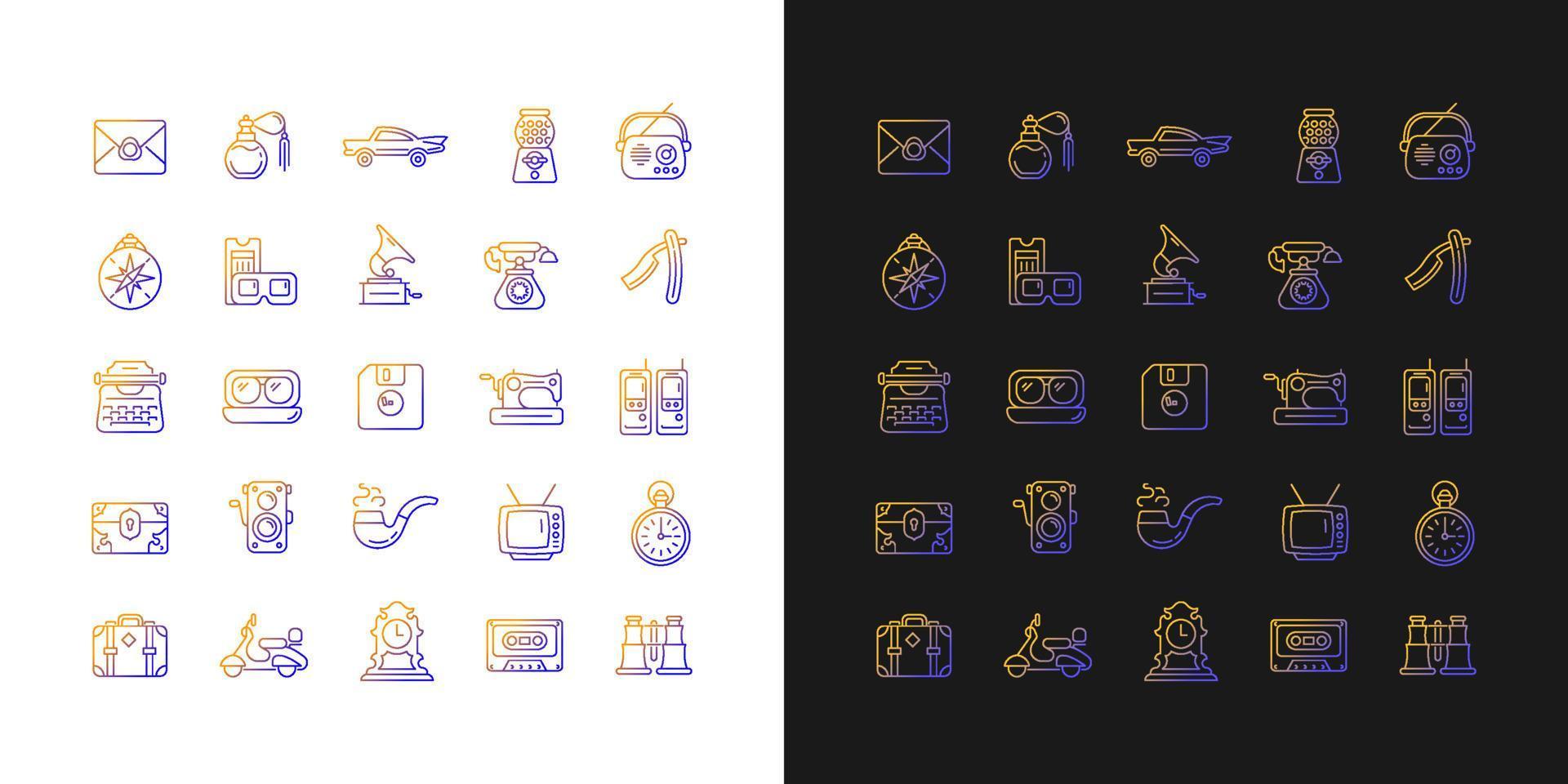 Vintage style gradient icons set for dark and light mode vector